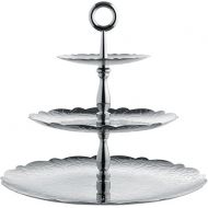 Alessi MW52/3 Dressed for X-Mas Etagere mit DREI Ebenen aus Edelstahl 18/10,glanzend poliert mit mit Reliefdekor, Stahl, Silver, 34 x 34 x 31 cm