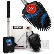 MGDK Toilet Brush Silicone Toilet Brush with Wall Mount - Free Brush Head - Toilet Brush Black & Adhesive Pad for Wall Mounting - No Drilling - Quick Drying - Hygienic and Modern