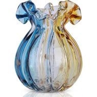 Hand Blown Glass Vase, Blue Large Clear Vase, Modern Art Vase, Living Room Decoration, Vase for Living Room, Kitchen, Wedding and Office, Center Table for Displaying Flowers (D-ZG)