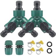 Joyeee 2 Piece Garden Hose Splitter Set, 2 Way Water Pipe Connector, Y Valve Faucet Splitter for Outdoor Garden Watering, Car Washing