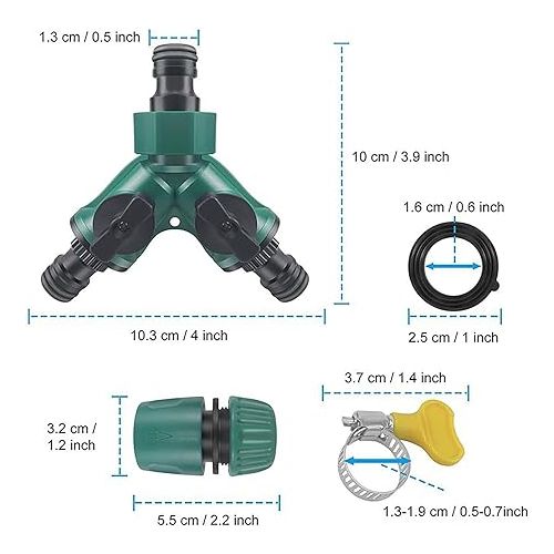  Joyeee 2 Piece Garden Hose Splitter Set, 2 Way Water Pipe Connector, Y Valve Faucet Splitter for Outdoor Garden Watering, Car Washing