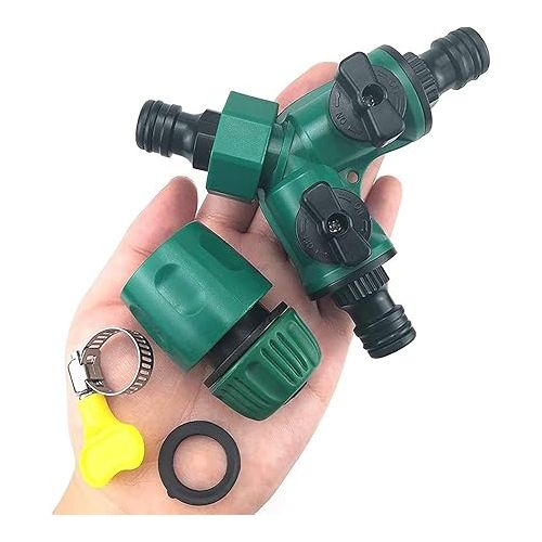  Joyeee 2 Piece Garden Hose Splitter Set, 2 Way Water Pipe Connector, Y Valve Faucet Splitter for Outdoor Garden Watering, Car Washing