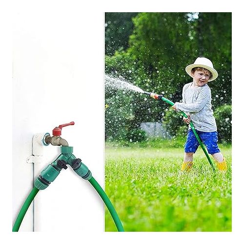  Joyeee 2 Piece Garden Hose Splitter Set, 2 Way Water Pipe Connector, Y Valve Faucet Splitter for Outdoor Garden Watering, Car Washing