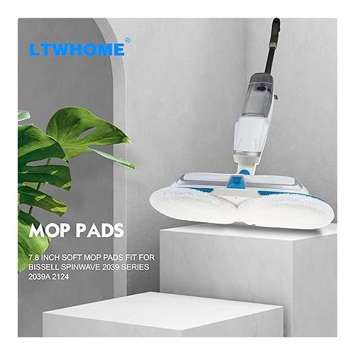  LTWHOME 20cm Weiche Mopp Pads Passend fur Bissell Spinwave 2039 Series 2039A 2124 20522(Packung mit 6)