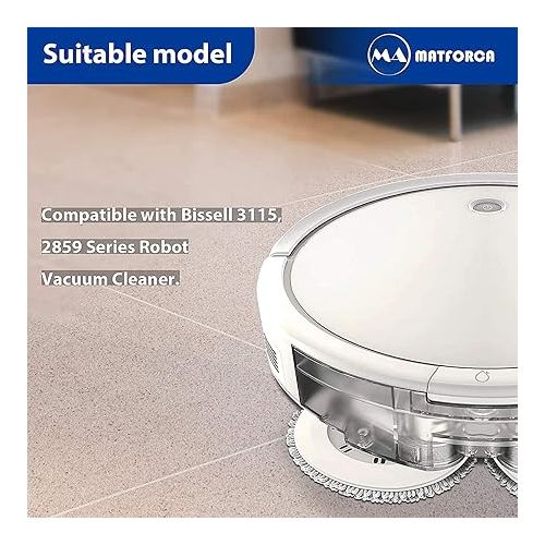  MATFORCA Replacement Parts for Bissell 3115 SpinWave Hard Floor Expert Wet and Dry Robot Vacuum Cleaner, Main Brush, HEPA Filter, Side Brush, Mop Pad