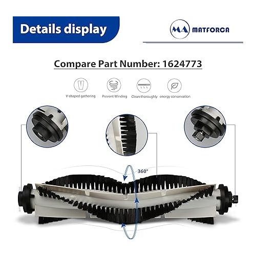  MATFORCA Replacement Parts for Bissell 3115 SpinWave Hard Floor Expert Wet and Dry Robot Vacuum Cleaner, Main Brush, HEPA Filter, Side Brush, Mop Pad