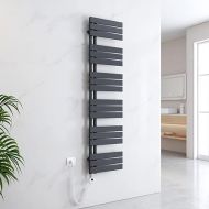 EMKE Electric Flat Bathroom Radiator with Thermostat 1599 x 400 mm 800 Watt Anthracite Towel Radiator Electric Panel Towel Rail Towel Dryer Including Heating Rod with Timer