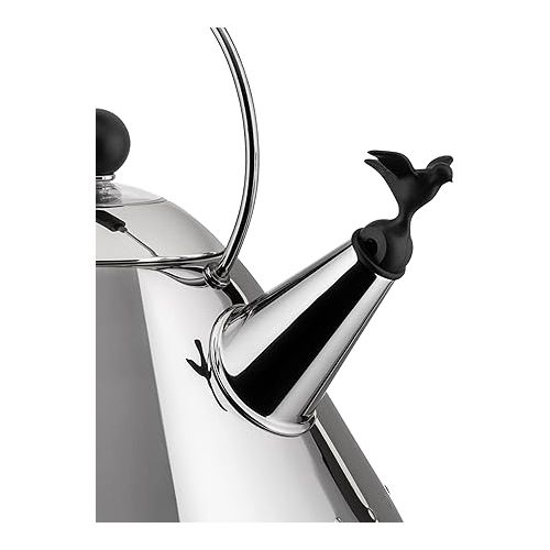  Alessi 9093 B Kettle Stainless Steel with Handle and Bird-Shaped Whistle Polyamide Black