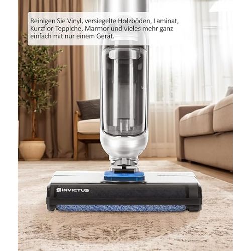  INVICTUS WD7 Cordless Wet and Dry Vacuum Cleaner Deluxe Set 17-Piece Self-Standing Vacuum Cleaner for Polishing, Includes Cleaning Concentrate, with Storage Station, Battery Vacuum Cleaner, Battery