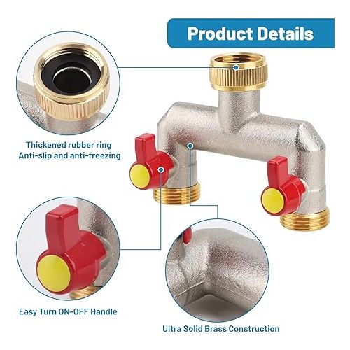  LALAGO 2-Way Tap Garden Hose 3/4 Inch Adapter, Garden Distributor Water Distributor, Hose Adapter 2 Way, 2 Hose Tap Adapter for Garden Watering