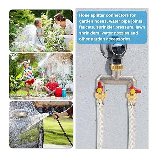  LALAGO 2-Way Tap Garden Hose 3/4 Inch Adapter, Garden Distributor Water Distributor, Hose Adapter 2 Way, 2 Hose Tap Adapter for Garden Watering