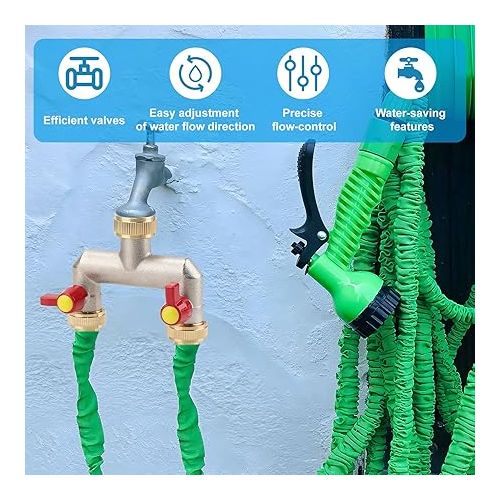  LALAGO 2-Way Tap Garden Hose 3/4 Inch Adapter, Garden Distributor Water Distributor, Hose Adapter 2 Way, 2 Hose Tap Adapter for Garden Watering