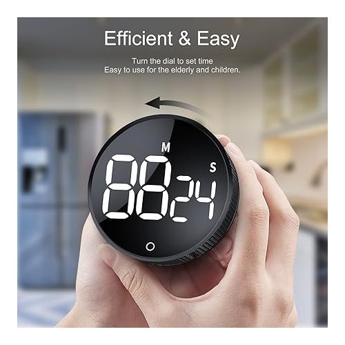  Digital Kitchen Timer Magnetic Countdown Large LED Display Countdown for Kitchen Fitness Class Cooking Learning Easy for Kids and Elderly (Black)