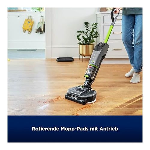  BISSELL SpinWave + Vac Pet | Wireless Cleaner for Hard Surfaces | Dust-free Wiping | Flat Design | Easy Cleaning | For All Hard Floors | 3885N