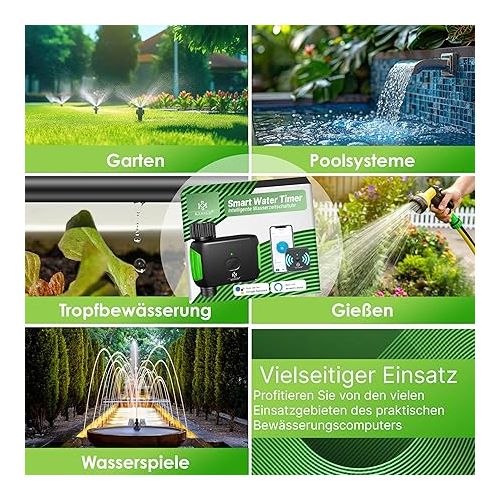  KESSER® Irrigation Control with WLAN WiFi Irrigation Computer for Garden and Balcony Irrigation System with Timer Automatic Watering App & Voice Control 20 Time Plans Green