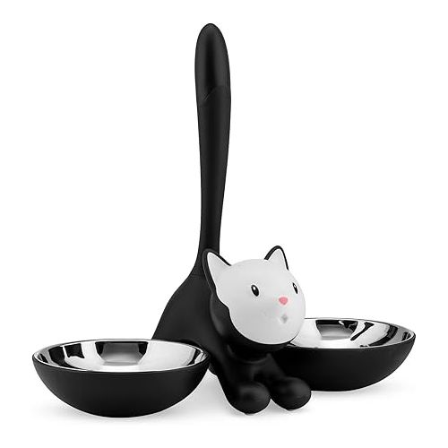  Alessi Tigrito AMMI09 B Design Katzennapf aus Edelstahl und termoplastisches Harz, schwarz, 32 cm