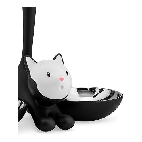  Alessi Tigrito AMMI09 B Design Katzennapf aus Edelstahl und termoplastisches Harz, schwarz, 32 cm