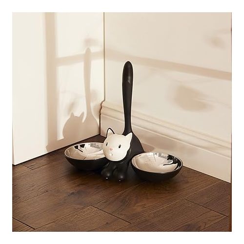  Alessi Tigrito AMMI09 B Design Katzennapf aus Edelstahl und termoplastisches Harz, schwarz, 32 cm