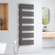 EMKE Electric Bathroom Towel Radiator with Thermostat, Electric Panel, Towel Dryer, with Heating Rod with Timer, 1599 x 600 mm, 1000 Watts, Anthracite