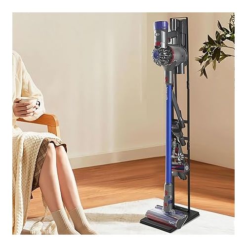  OUTBROS Staubsauger Stander Kompatibel fur Dyson Gen5 V15s V15 V12 Slim V11 V10 V8 V7 V6 Bodenstander,Staubsaugerstander Metall Kein Bohren Bodenstander, Schwarz