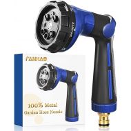 FANHAO Garden Shower, 100% Heavy Duty Metal Hand Shower, Garden Spray Guns, 8 Watering Patterns, Adjustable Water Flow for Garden Watering, Car Washing, Pet Shower, Blue