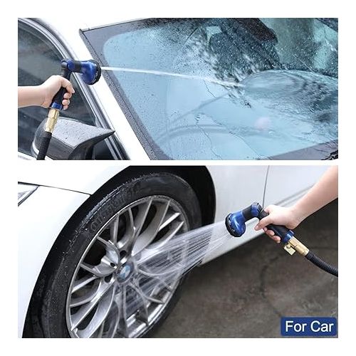  FANHAO Garden Shower, 100% Heavy Duty Metal Hand Shower, Garden Spray Guns, 8 Watering Patterns, Adjustable Water Flow for Garden Watering, Car Washing, Pet Shower, Blue