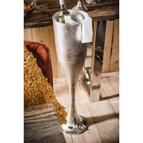  MichaelNoll Champagne Cooler on Stand, Wine Cooler, Bottle Cooler, Drinks Cooler, Aluminium Metal Silver Party - Cooler for Sparkling Wine, Wine and Champagne - XXL 90 cm