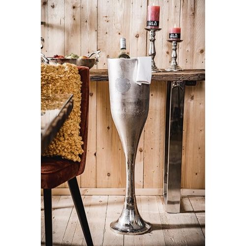  MichaelNoll Champagne Cooler on Stand, Wine Cooler, Bottle Cooler, Drinks Cooler, Aluminium Metal Silver Party - Cooler for Sparkling Wine, Wine and Champagne - XXL 90 cm