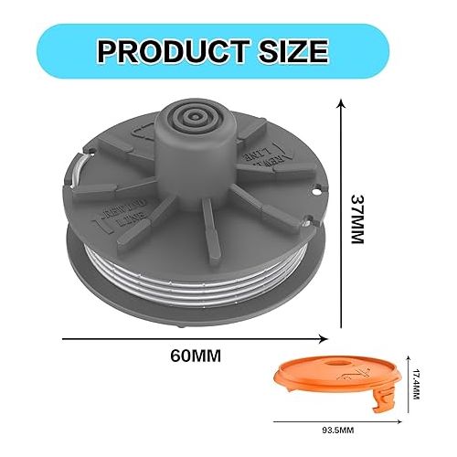  MUFUSHAN 3 Pieces Grass Trimmer Replacement Spool with Spool Cover, Grass Trimmer Line Compatible with Gardena 5307-20 Art 8846-8848 Art 9805-9809 Grass Trimmer