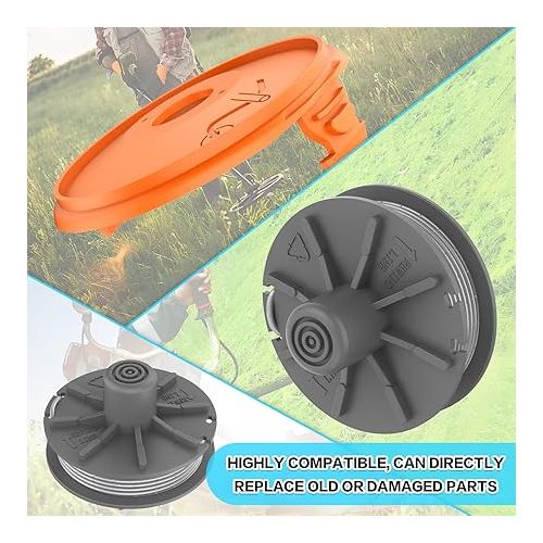  MUFUSHAN 3 Pieces Grass Trimmer Replacement Spool with Spool Cover, Grass Trimmer Line Compatible with Gardena 5307-20 Art 8846-8848 Art 9805-9809 Grass Trimmer