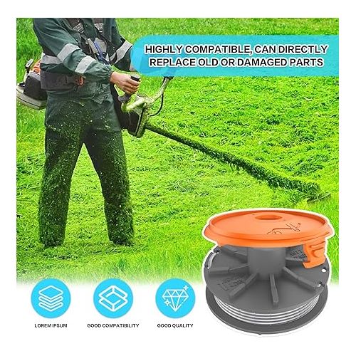  MUFUSHAN 3 Pieces Grass Trimmer Replacement Spool with Spool Cover, Grass Trimmer Line Compatible with Gardena 5307-20 Art 8846-8848 Art 9805-9809 Grass Trimmer