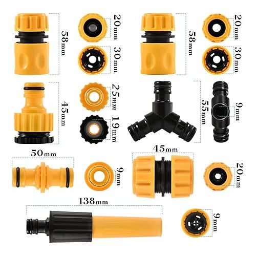  Garden Hose Connection Set, Hose Connector 1/2 Inch Reinforced ABS Material, Hose Coupling Accessories, Quick Connection, Leak-Free for Garden Hose, Tap with Thread