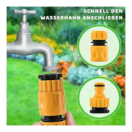  Garden Hose Connection Set, Hose Connector 1/2 Inch Reinforced ABS Material, Hose Coupling Accessories, Quick Connection, Leak-Free for Garden Hose, Tap with Thread