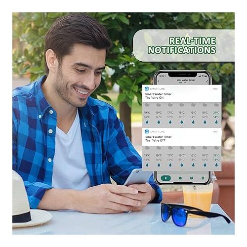  ZOYIZEN Intelligent Watering Timer with Wi-Fi Hub, 2 Outputs, Garden Irrigation Computer, Bluetooth, Waterproof IPX5, Sprinkler Watering for Garden