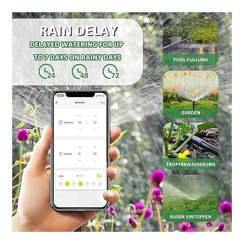  ZOYIZEN Intelligent Watering Timer with Wi-Fi Hub, 2 Outputs, Garden Irrigation Computer, Bluetooth, Waterproof IPX5, Sprinkler Watering for Garden