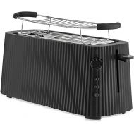 Alessi Plisse MDL15 B - Long Double Compartment Toaster, Thermoplastic Resin, 18/10 Stainless Steel Bun Attachment and Thermoplastic Resin, European Plug 1700 W, Black