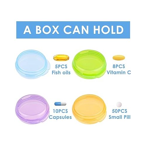  Amabro Small Pill Organiser Box, 7 Pieces Travel Pill Case, Portable Pill Container, Daily Mini Pill Case Holder for Bag, Purse, Briefcase, Pills, Medication, Cod Liver Oil