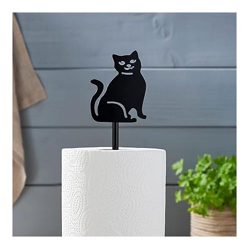  Cat Paper Roll Holder - Metal Kitchen Roll Holder, Diameter 15 cm, Height 42 cm, Kitchen Roll Holder No Drilling Required