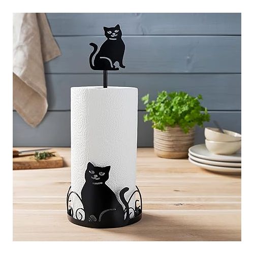  Cat Paper Roll Holder - Metal Kitchen Roll Holder, Diameter 15 cm, Height 42 cm, Kitchen Roll Holder No Drilling Required