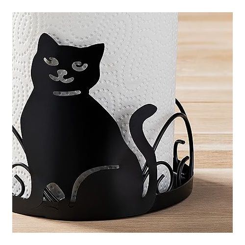 Cat Paper Roll Holder - Metal Kitchen Roll Holder, Diameter 15 cm, Height 42 cm, Kitchen Roll Holder No Drilling Required
