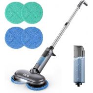 iDOO Wireless Electric Mop, Battery Floor Mop, Electric Polishing Machine with Spray Function, 350 ml Water Tank, LED Lighting, 280 RPM Double Rotation Mop Mop Without Force, Grey