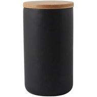 Food Storage Container, Ceramic Food Storage Container, Airtight with Sealed Bamboo Lid, Kitchen Food Storage Jar, Container for Tea, Sugar, Coffee, Beans, Spices (Black, 1000ml)