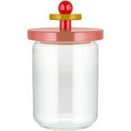 Alessi ES16/100 2 Twergi Kitchen Jar with Sealed Lime Wood Lid, Pink, 100 Values Collection, Steel, Yellow, Red, Pink