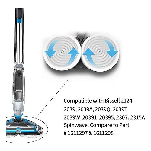  MATFORCA -Mop Pads Compatible with Bissell Spinwave 2124 2039 2039A 2039Q 2039T 2039W 20391 20395 2307 2315A Models Hard Floor Mop Compare to Part Numbers 1611297 and 1612988