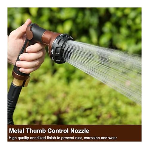  FANHAO Garden Shower, 100% Heavy Duty Metal Hand Shower, Garden Spray Guns, 8 Watering Patterns, Adjustable Water Flow for Garden Watering, Car Washing, Pet Shower