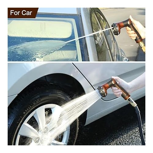  FANHAO Garden Shower, 100% Heavy Duty Metal Hand Shower, Garden Spray Guns, 8 Watering Patterns, Adjustable Water Flow for Garden Watering, Car Washing, Pet Shower