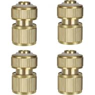 iBamso Brass Hose Connector, Pack of 4 Hose Connectors, Garden Hose Quick Couplings, Easy to Connect, Hose Connector Adapters are for Kitchen Tap and Garden Hoses