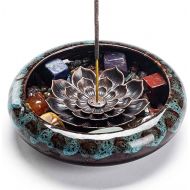 PIOSRTRR Incense Stick Holder Lotus Incense Holder Including Chakra Stones