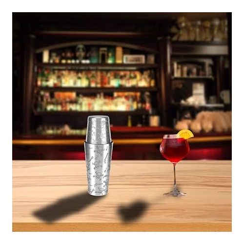  UNTIOR Cocktail Shaker, Stainless Steel Boston Shaker - High Quality Bar Accessories for All Professional Bartender and Home Cocktail Lovers (Skull)