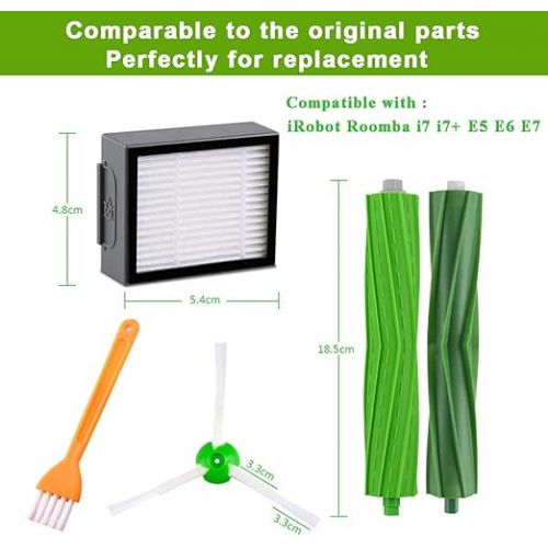  HoHome Replacement Kit Accessory for iRobot Series E5 E6 E7 i7+ i8 i8+ J7 J7+ i6 i6+ i4 i4+ i3 i3+, Replacement Parts Brush Filter Accessory Set 11 in 1